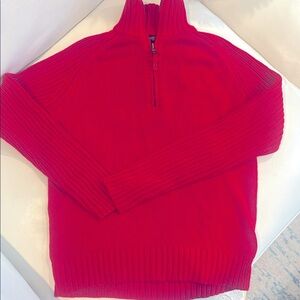 Lauren Jeans Co. RALPH LAUREN 100% COTTON Red Half-Zip Sweater ribbed sweater